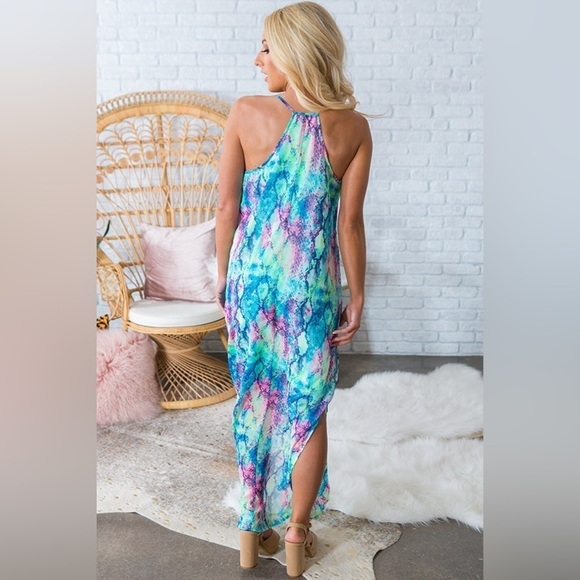 Peach Love California Watercolor Maxi Long Dress - Picture 2 of 8